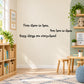Playful wall decal quote lettering: “From there to here… funny things are everywhere!”