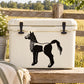 Black horse silhouette decal with detailed mane and tail on white background