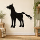 Black pony silhouette wall decal, majestic profile with raised mane and tail