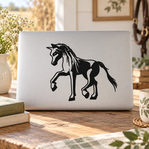 Walking pony decal with black horse silhouette