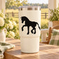 Walking pony silhouette decal on white tumbler