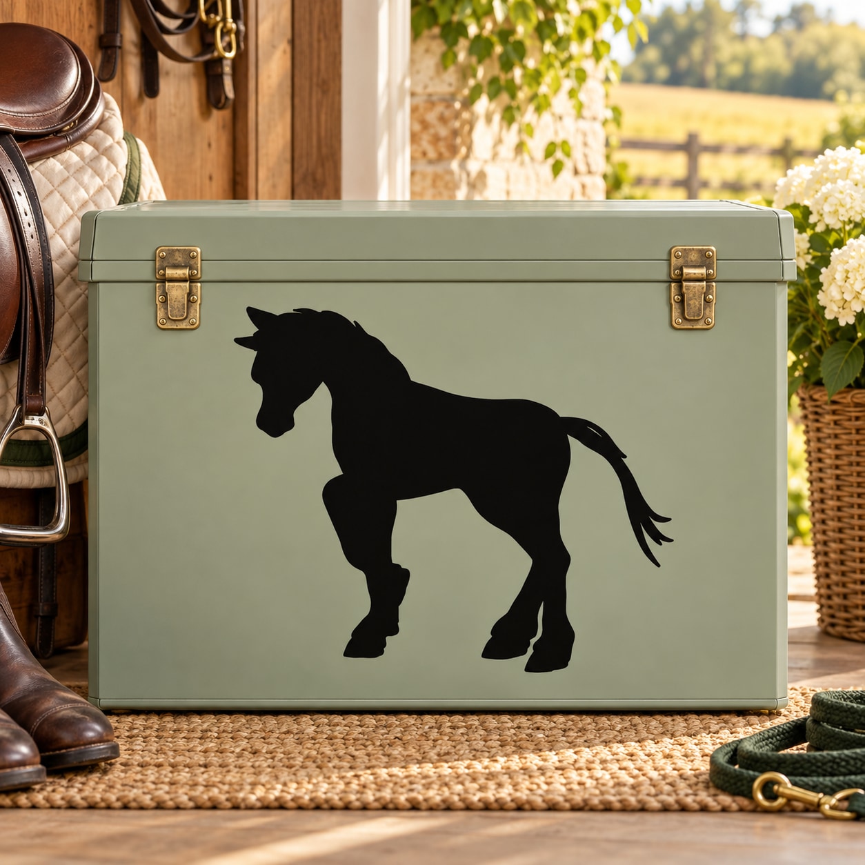 Black trotting pony silhouette decal
