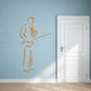 Billiard player wall decal: standing figure holding cue stick, orange outline