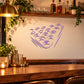 Purple billiard ball in rack wall decal with triangular ball outline