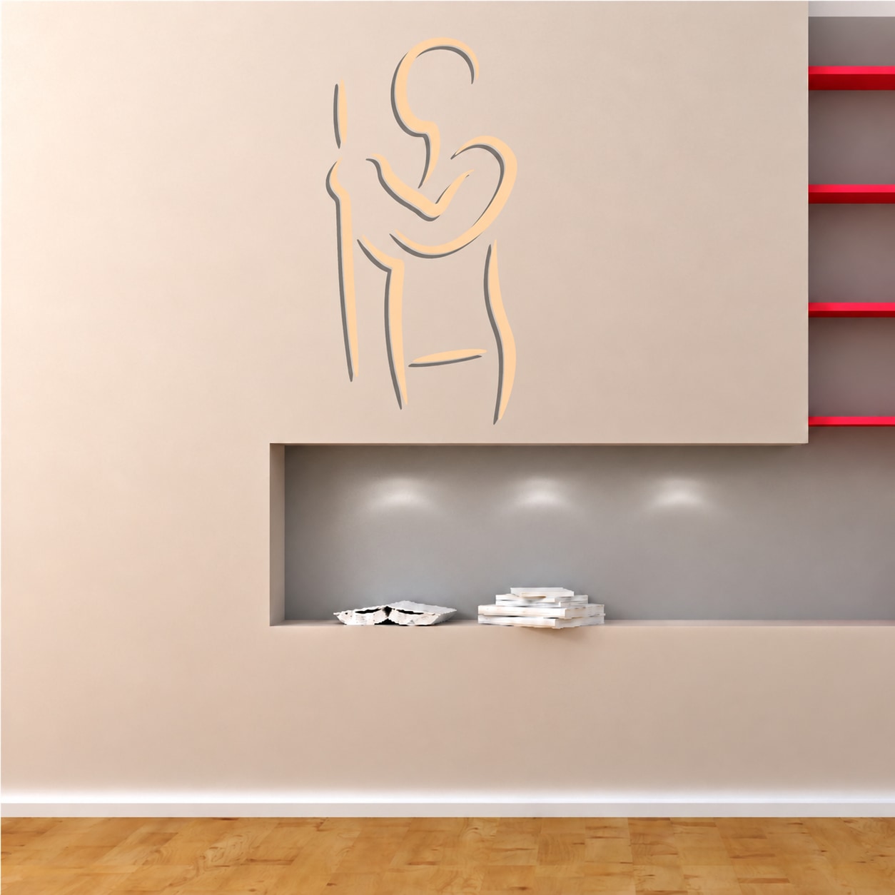 Billiard standing player wall decal in thin outlined line art