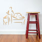 Billiard wall decal featuring an orange-outlined player aiming at a pool table
