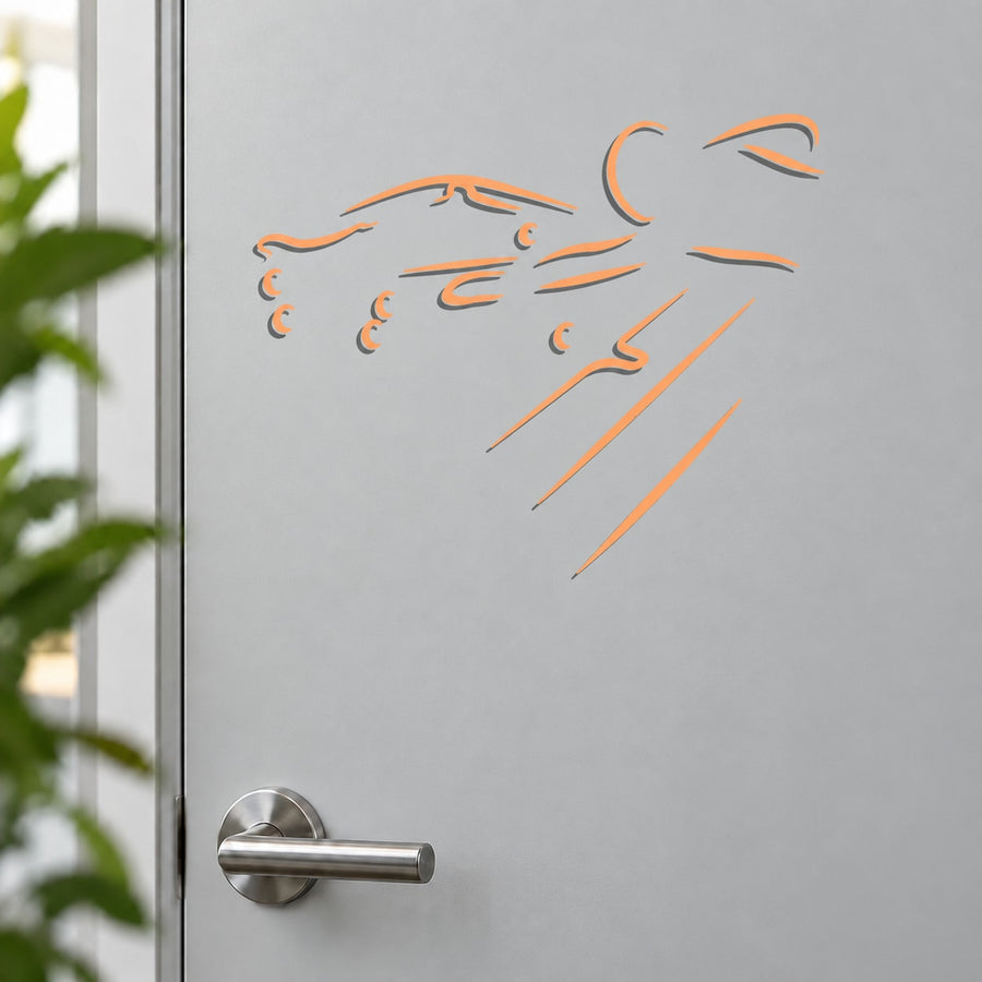 Billiard strike ball wall decal with orange outline player and cue ball arrows
