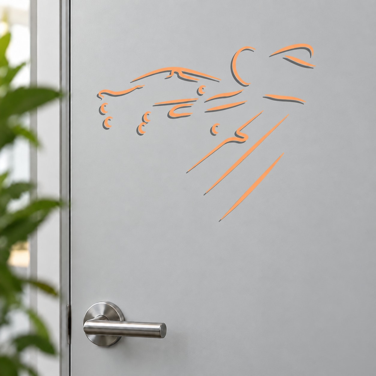 Billiard strike ball wall decal with orange outline player and cue ball arrows