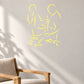 Billiard players wall decal with two yellow silhouette figures and cue