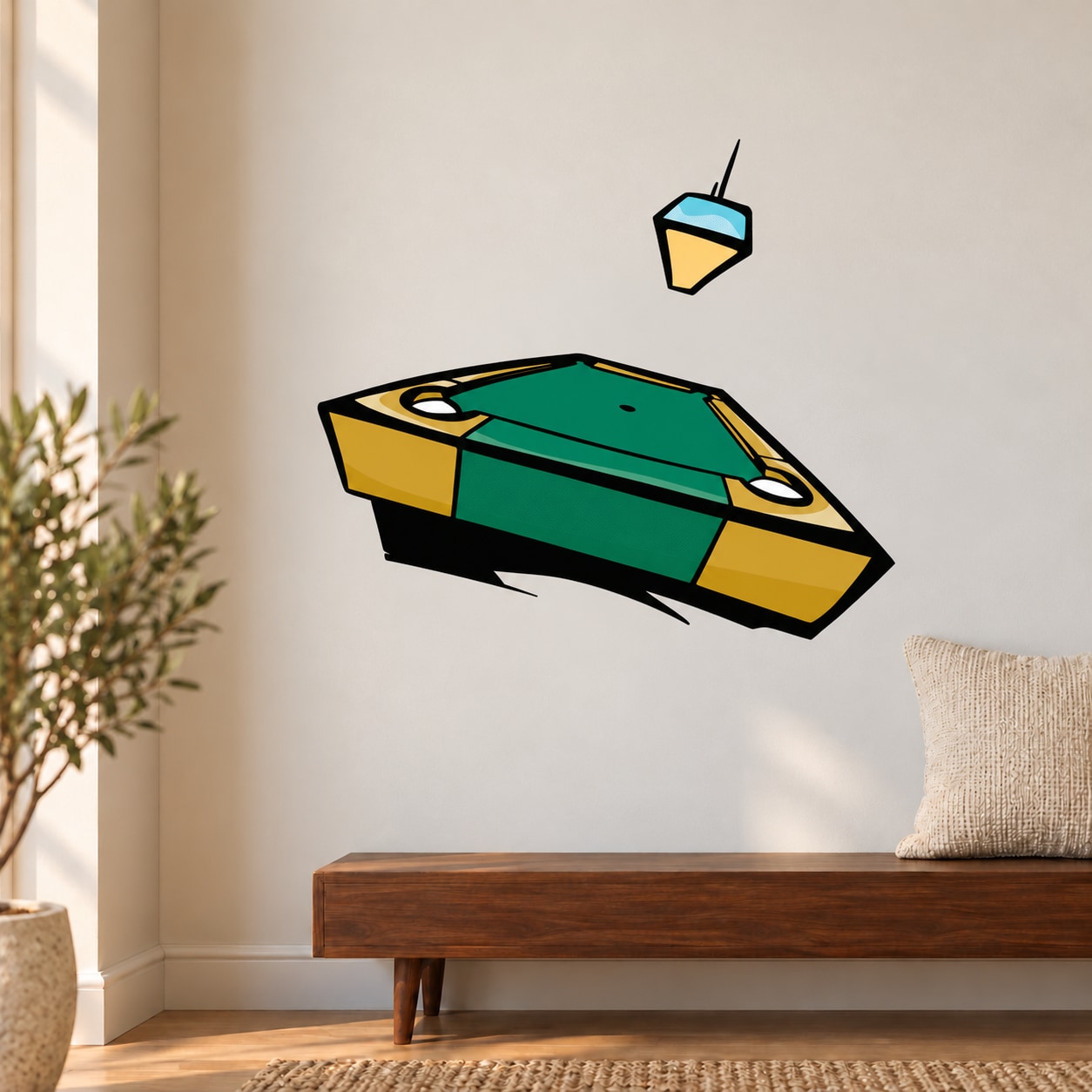Billiard table and overhead lamp wall decal