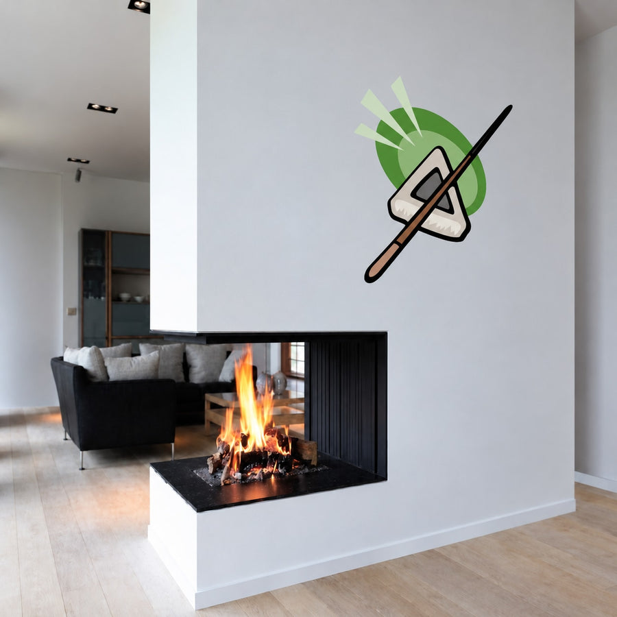 Billiard cue stick wall sticker with rack graphic