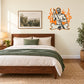 Flaming pool table player wall decal, white figure with orange flames and cue
