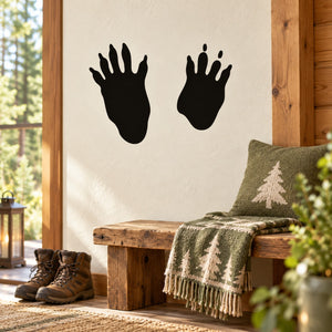 Black animal track decal with two paw print hand silhouettes