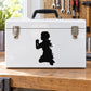 Black praying girl silhouette decal on a white surface