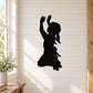 Praying girl wall decal silhouette with hands raised, kneeling