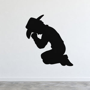 Black young boy praying wall decal silhouette