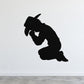 Black young boy praying wall decal silhouette