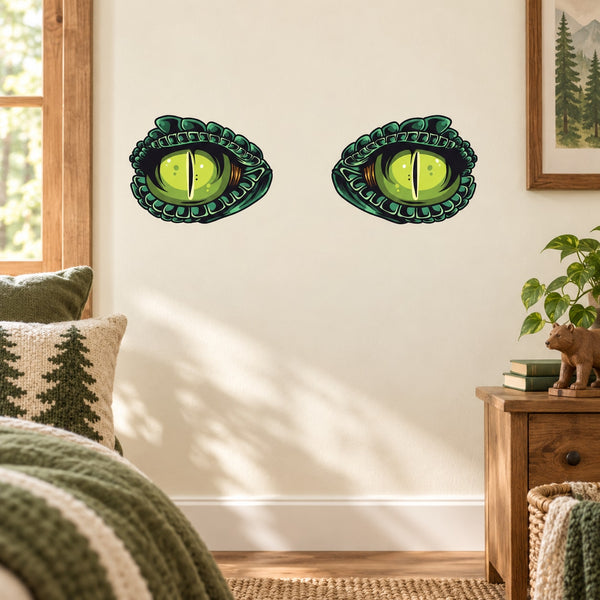 Reptile predator eyes decal stickers, two green/teal eye designs
