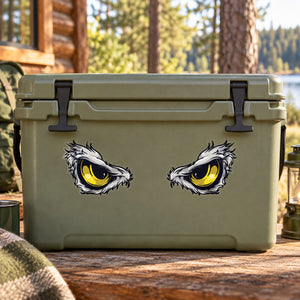 Eagle predator eyes sticker with yellow eagle face eyes on black outlines