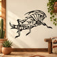 Black cricket wall decal with detailed line art