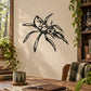 Black stylized spider wall decal with long legs and wings.