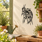 Creepy bee wall decal, black outline art with wings and antennae