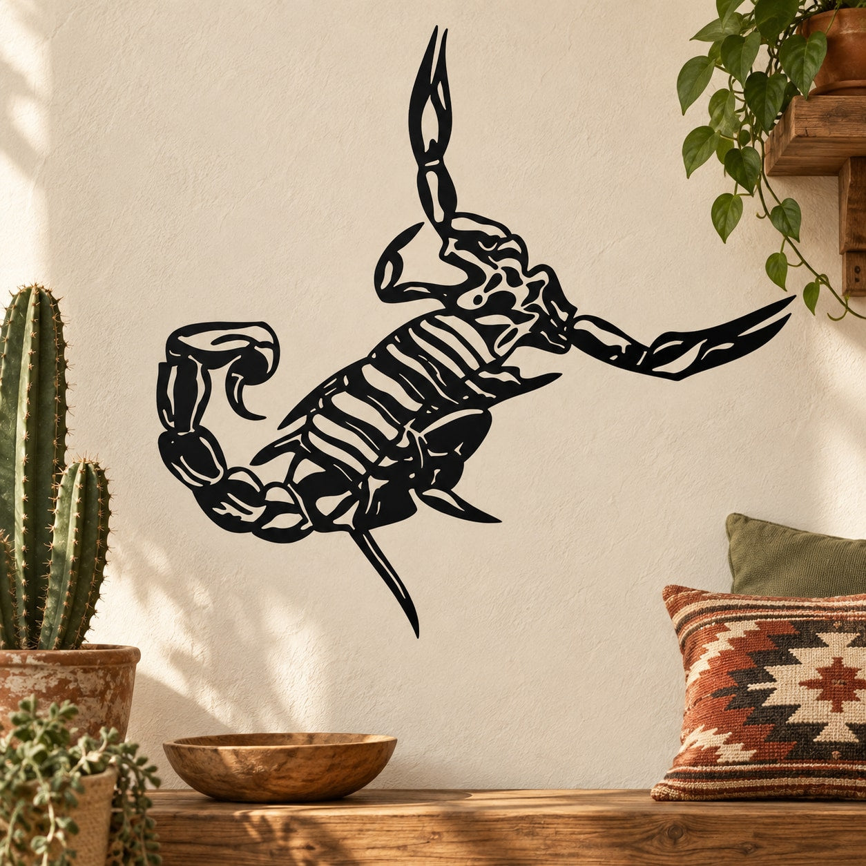 Black scorpion decal with detailed outline and raised tail