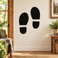 Shoe print decal with two black footprint shapes