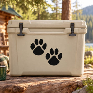 Black cat paw decal sticker design with two paw prints