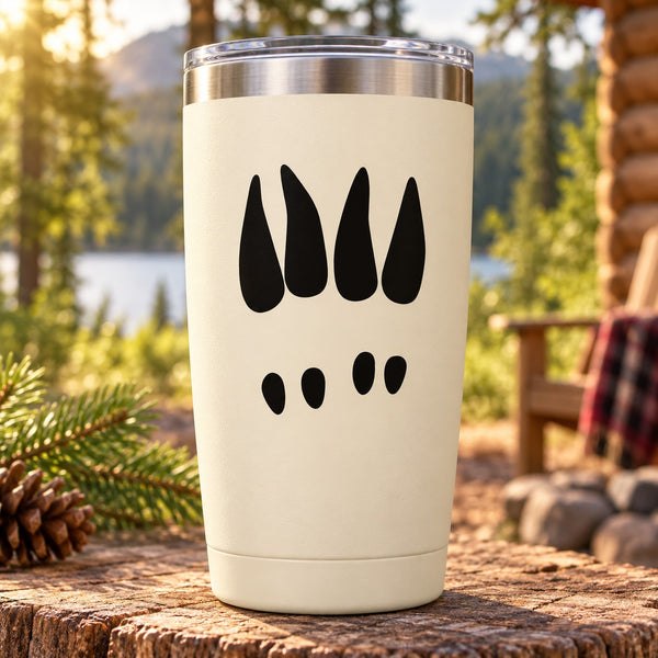 Moose track decal with black hoof prints and tracks on a light background