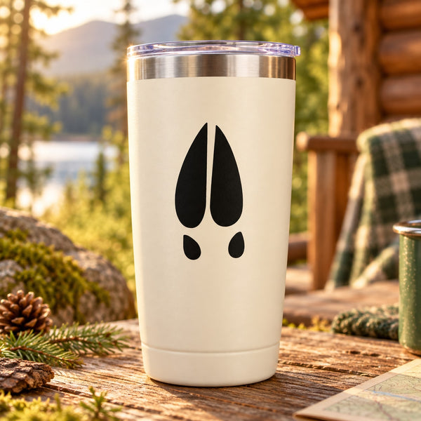 Elk track decal with two black paw-print tracks on a cream surface