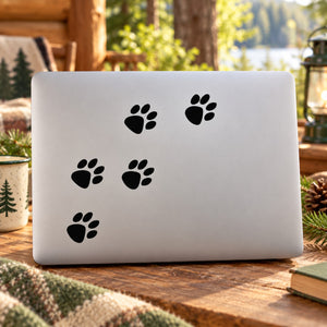 Black kitten paw track decal set of six prints