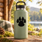 Dog paw decal on olive tumbler bottle