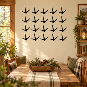 Black chicken feet wall decal set with multiple repeating silhouette feet