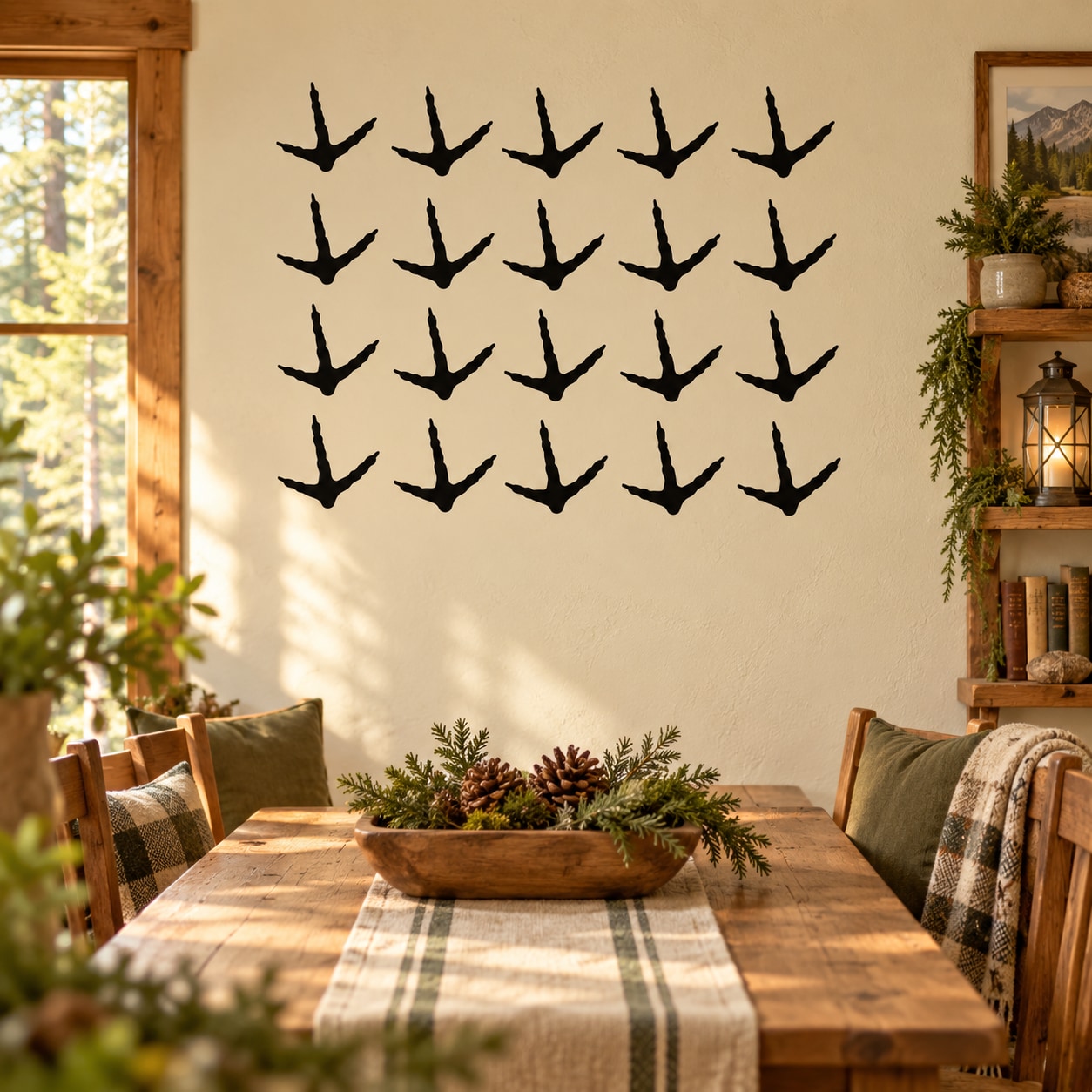 Black chicken feet wall decal set with multiple repeating silhouette feet