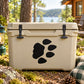 Bear paw track decal with black paw print on light surface