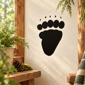 Black bear paw print wall decal with five toe pads