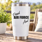 Proud Air Force Aunt vinyl decal, script text on white surface
