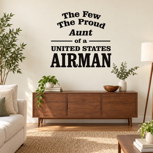 Aunt of an Airman Decal — illustrative vinyl decal application mockup. Surrounding objects are not included.