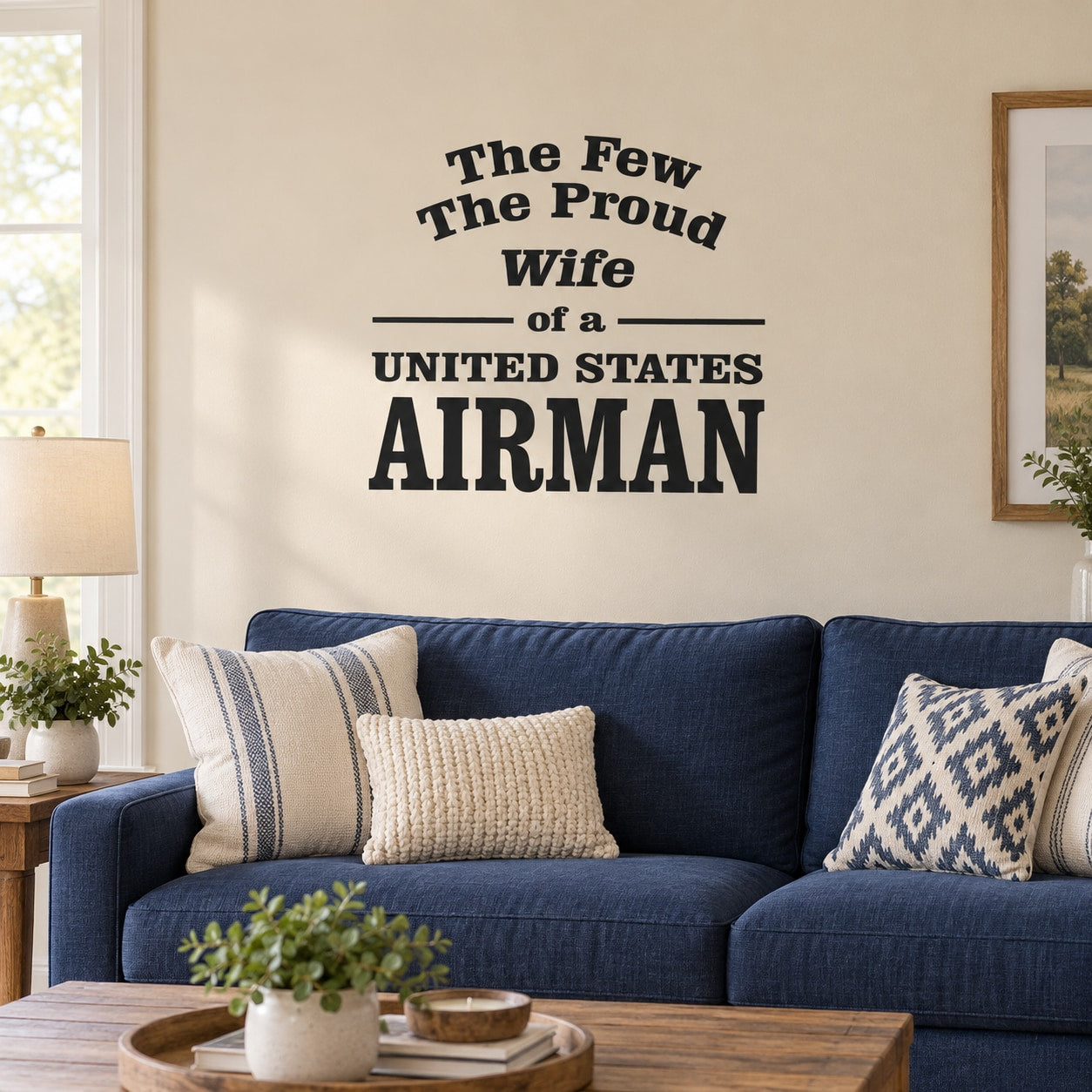 Wife of an Airman Decal — illustrative vinyl decal application mockup. Surrounding objects are not included.