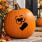 Orange pumpkin with black falling expression face decal, Halloween outdoor decoration