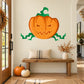 Halloween jack-o-lantern with green vines printed die-cut wall decal