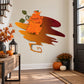 Halloween pumpkin vomiting wall sticker decal in bright orange