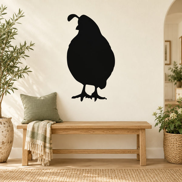 Standing quail silhouette wall decal, black