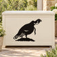 Black quail territorial wall decal with beak open on a light surface