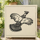 Black flapping quail wall decal with detailed feather and beak line art