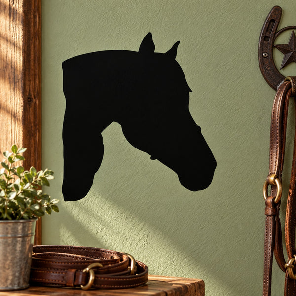 Quarter horse head decal with solid black silhouette