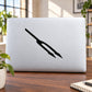 Black spike logo decal on white laptop lid