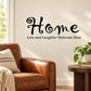 Black 'Welcome' wall decal with 'Love and Laughter Welcome Here' text