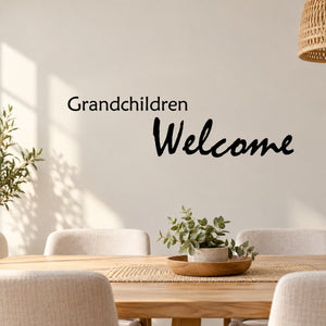 Grandchildren Welcome wall decal with cursive 'Welcome' lettering